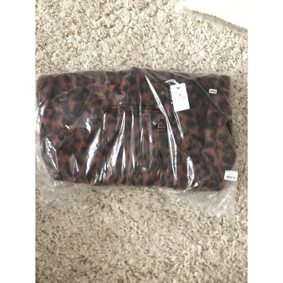 Marine Layer Stephanie Cocoon Coat Wool Blend Fuzzy Teddy Jacket Cheetah NWT XS - Picture 5 of 9